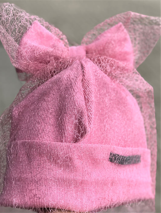 Ypatingai stilinga dviguba kepurė su tinkleliu FASHIONISTA rožinė