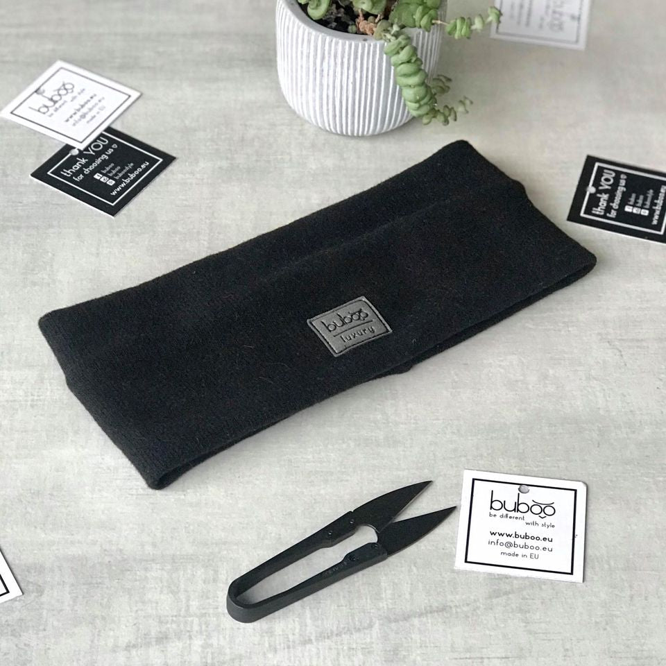 Vaikiška galvajuostė BUBOO luxury SIMPLE rudeniui žiemai pavasariui Juoda