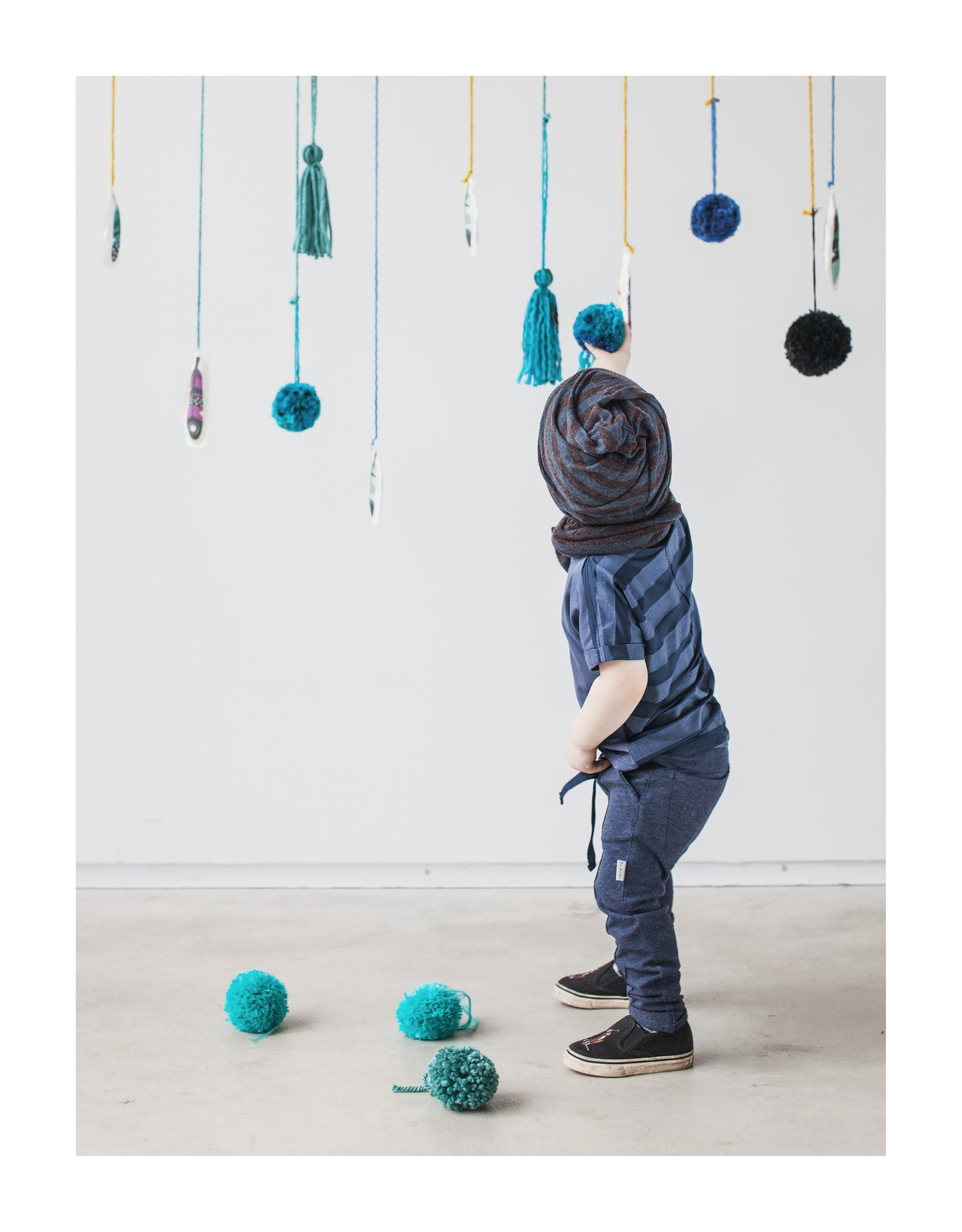 Screw2 Beanie – Stripes (Mocha/Blue) | Double-Layer Twisted Hat for All Ages