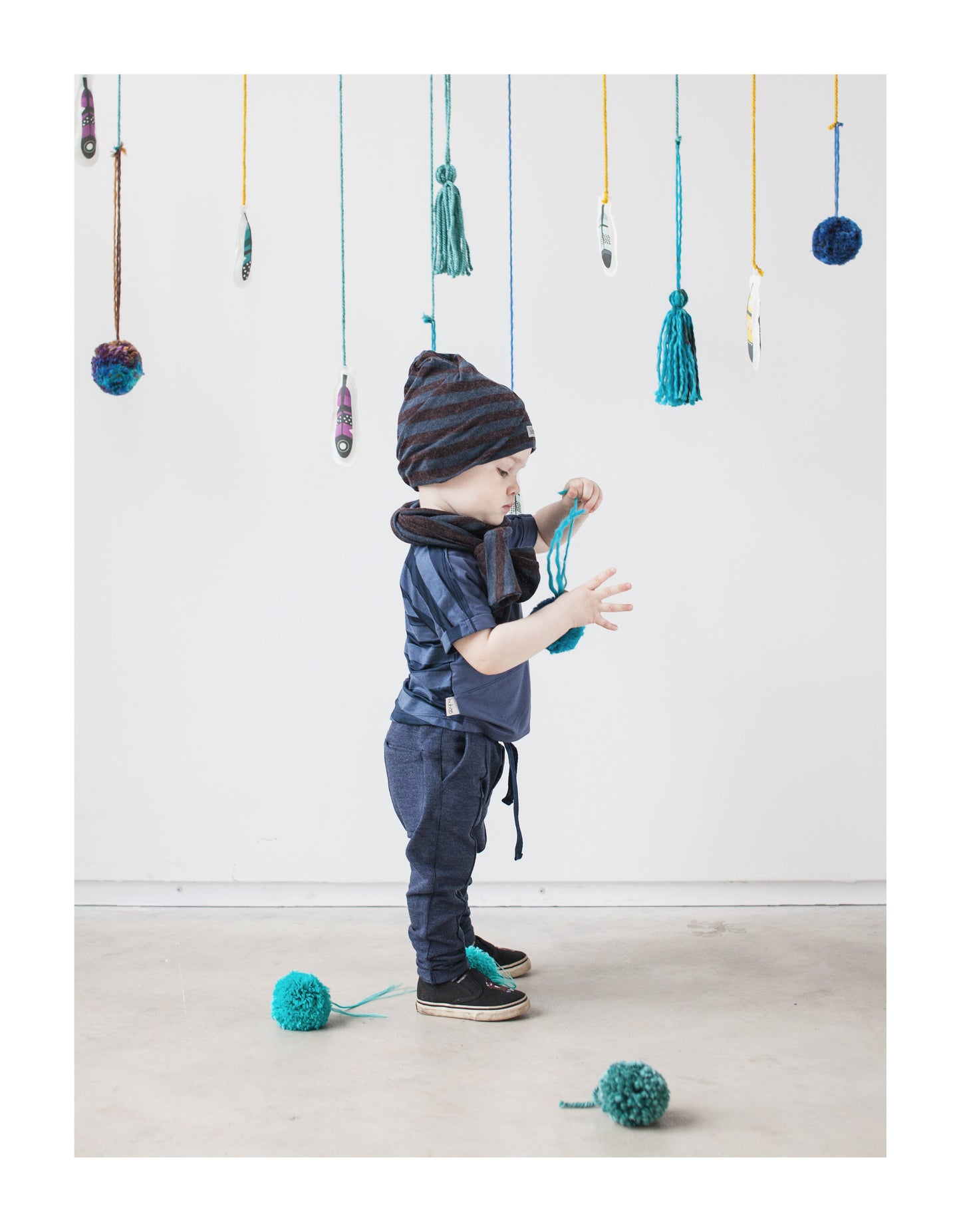 Screw2 Beanie – Stripes (Mocha/Blue) | Double-Layer Twisted Hat for All Ages