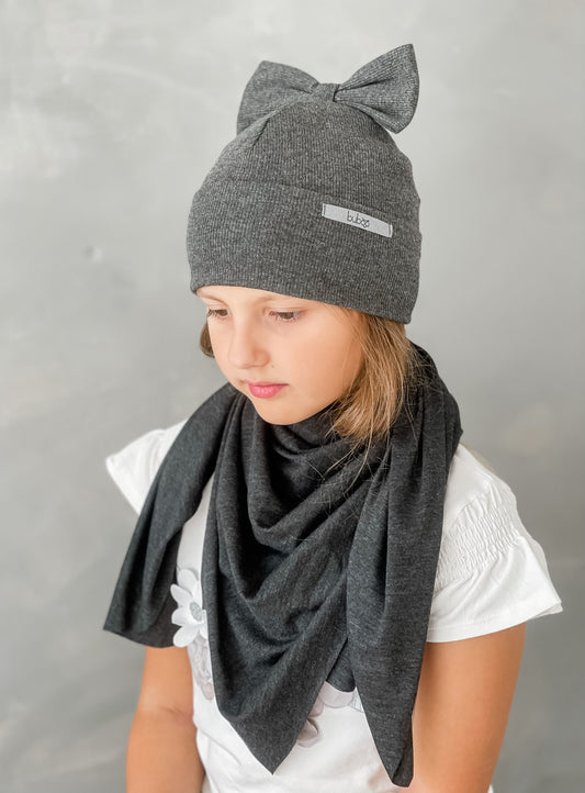 Vaikiška kepurė - ypatingai stilinga FASHIONISTA tamsiai pilka