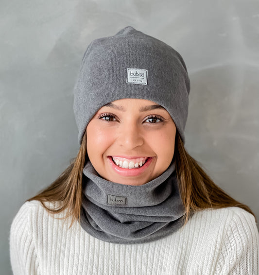 Kids beanie for fall winter spring BUBOO Luxury - Dark grey