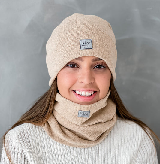 Kids beanie for fall winter spring BUBOO Luxury - Camel