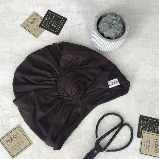 Summer thin beanie turban for women KNOT - Brown