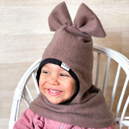 Stylish fall winter mohera wool kids helmet FASHIONISTA chocolate