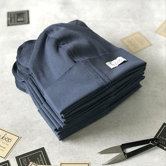 BEAR Cotton Baby Beanie with Teddy Ears – Blue | Ribbed One Layer Hat – BUBOO