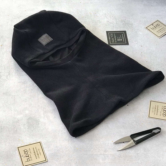 Luxury Cotton Kids Balaclava – Black | Autumn/Winter/Spring Helmet Hat – BUBOO