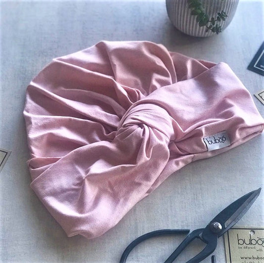 Summer thin beanie turban KNOT - Blush powder