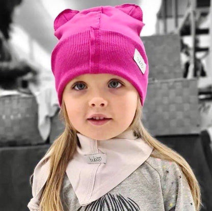 BEAR Watermelon Double Cotton Beanie with Teddy Ears