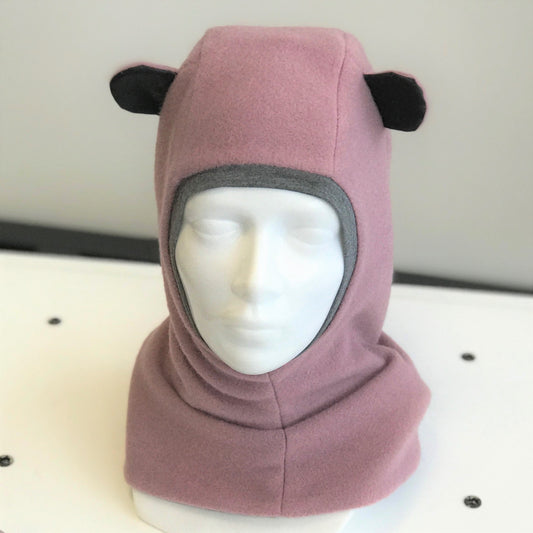 Stylish fall winter mohera kids HELMET with ears ASH ROSE
