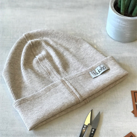 TRENDY Ribbed Cotton Kids Beanie – Latte Sparkling | Spring/Autumn Hat – BUBOO