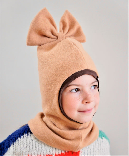 Stylish fall winter mohera wool kids helmet FASHIONISTA sand