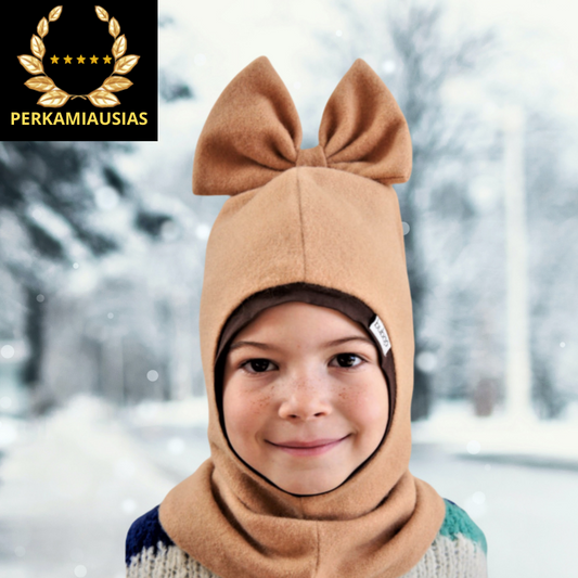 Stylish fall winter mohera wool kids helmet FASHIONISTA sand