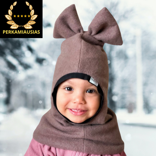 Stylish fall winter mohera wool kids helmet FASHIONISTA chocolate
