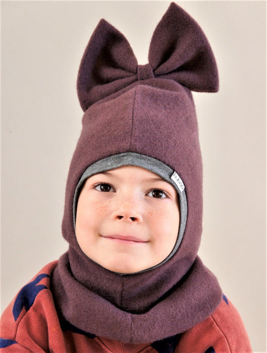 Stylish fall winter mohera wool kids helmet FASHIONISTA eggplant