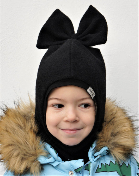 Stylish fall winter mohera wool kids helmet FASHIONISTA black