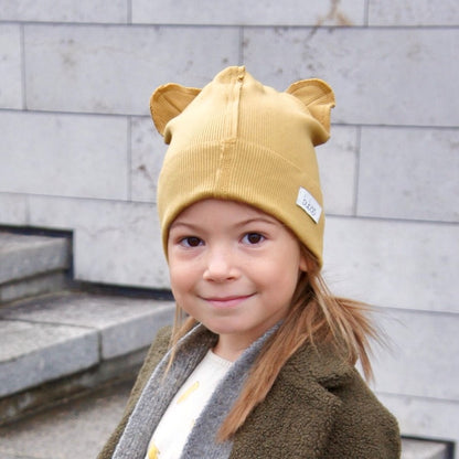 BEAR Watermelon Double Cotton Beanie with Teddy Ears