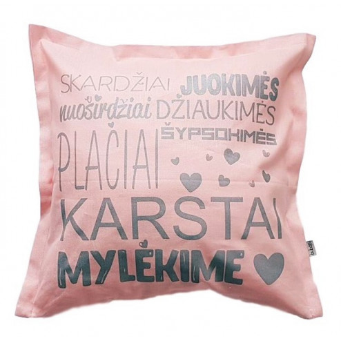 Interior pillow with print MYLIU TAVE, creamy