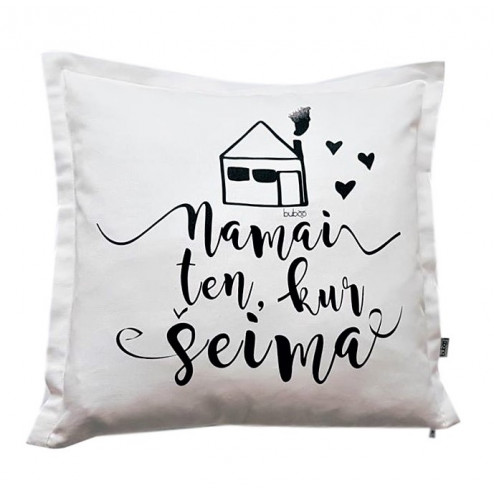 Interior pillow with print NAMAI KUR ŠEIMA, red