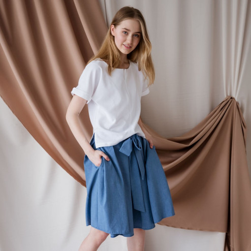 Impressive female linen/viscose green skirt TAHO