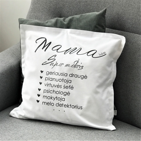 Interior pillow with print MYLIU TAVE, creamy