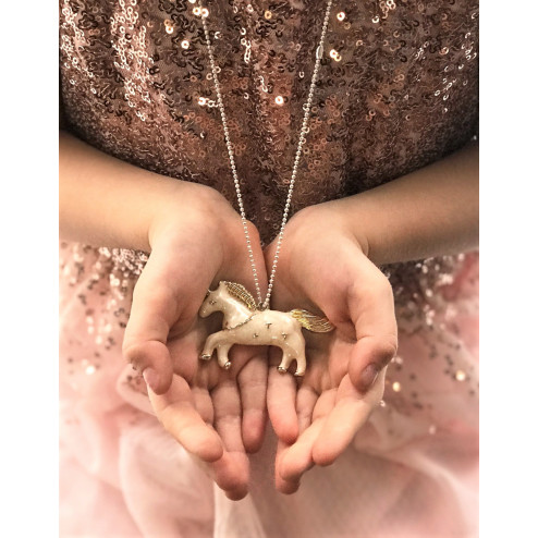Female stylish elegant ceramic pendant on a luxurious chain MAGIC pale rose