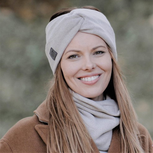 Womens beanie, snood and headband set in the box for fall, winter, spring-Gray
