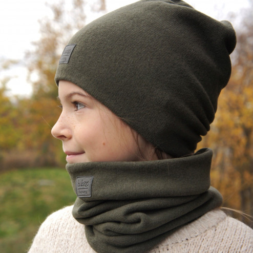 Kids snood scarf for fall, winter, spring BUBOO luxury - Chaki