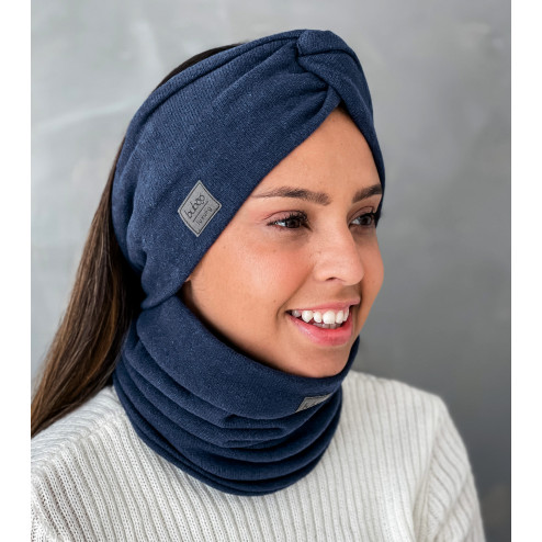 Woman headband KNOT of elastic knitted fabric for spring / autumn / winter, Chaki