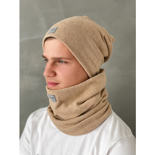 Men's comfortable, cozy, perfect beanie hat - light brown, Camel