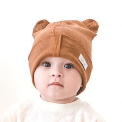 Vienguba vaikiška kepurė vasarai, pavasariui, šiltam rudeniui BEAR karamelinė