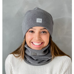 Moteriška dviguba kepurė rudeniui / žiemai / pavasariui BUBOO luxury - Tamsiai pilka