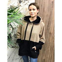 Moteriškas stilingas laisvalaikio džemperis BUBOO active TEDY, smėlis / juoda