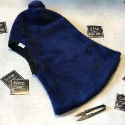 Stilingas patogus HELMET rudeninis žieminis moheros II (naujas audinys) vilnos vaikiškas šalmukas su bumbulu Tamsiai mėlynas