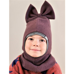 Stilingas patogus rudeninis žieminis moheros vilnos vaikiškas šalmukas FASHIONISTA baklažanas