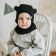 Vaikiška dviguba medvilninė kepurė šalmukas pavasariui / rudeniui BEAR, juoda