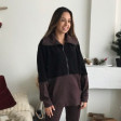 Moteriškas stilingas laisvalaikio džemperis BUBOO active TEDY, su užtrauktuku priekyje, juodas / šokoladas
