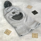 Vaikiškas šalmukas rudeniui žiemai pavasariui BUBOO luxury su bumbulu, pilkas