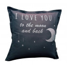 Interior pillow with print LOVE YOU TO THE MOON AND BACK, dark grey