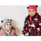 Vaikiška dviguba medvilninė kepurė šalmukas pavasariui / rudeniui BEAR, avietė - rožinė