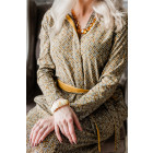 Įspūdinga ir stilinga marga LIMITED EDITION kapsulinės kolekcijos suknelė PARIS garstyčių mazgai