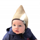 Vaikiška dviguba kepurė su raišteliais rudeniui/žiemai DROP Smėlis