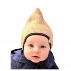 Vaikiška dviguba kepurė su raišteliais rudeniui/žiemai DROP Smėlis