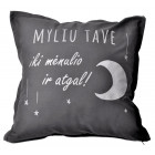 Interior pillow with print MYLIU TAVE, greyish