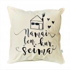 Interior pillow with print NAMAI KUR ŠEIMA, champagne