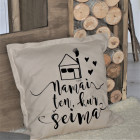 Interior pillow with print NAMAI KUR ŠEIMA, champagne