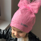 Extremely stylish girl beanie with a tulle FASHIONISTA pink