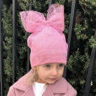 Extremely stylish girl beanie with a tulle FASHIONISTA pink