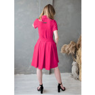 Moteriška įliemenuota suknelė su apykakle, dirželiu ir paslėptu užtrauktuku priekyje LIMA Fit, ryškiai rožinės spalvos