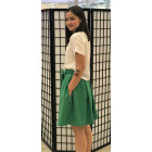 Įspūdingas moteriškas lino/viskozės žalias sijonas TAHO